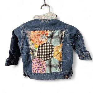 Vintage 6-9 months Sesame Street denim jacket up-cycled vintage quilt patch